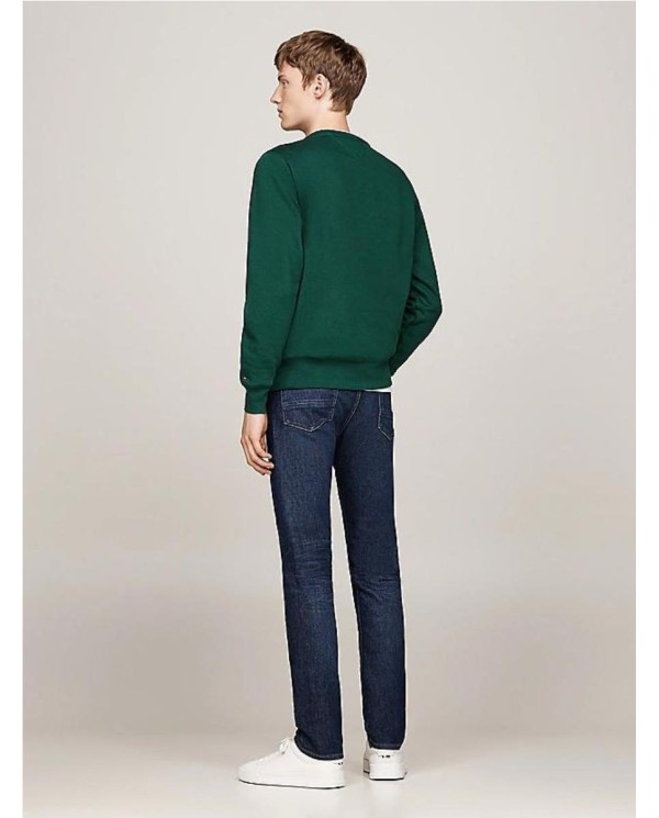 SUDADERA TOMMY HILFIGER DE CUELLO REDONDO CON LOGO BORDADO VERDE
