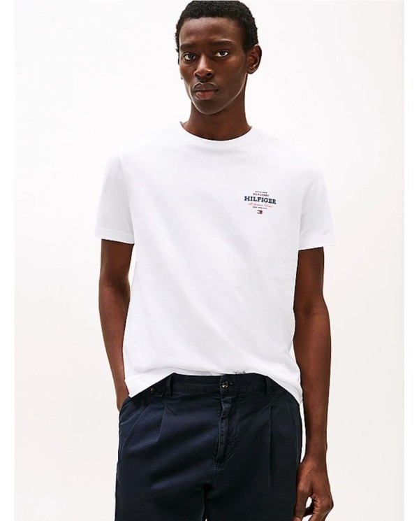 Camiseta de cuello redondo con logo BLANCO