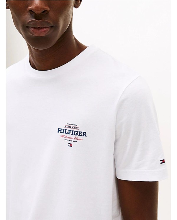 Camiseta de cuello redondo con logo BLANCO