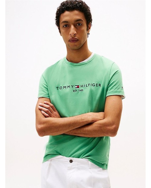 Camiseta slim con logo bordado VERDE 2