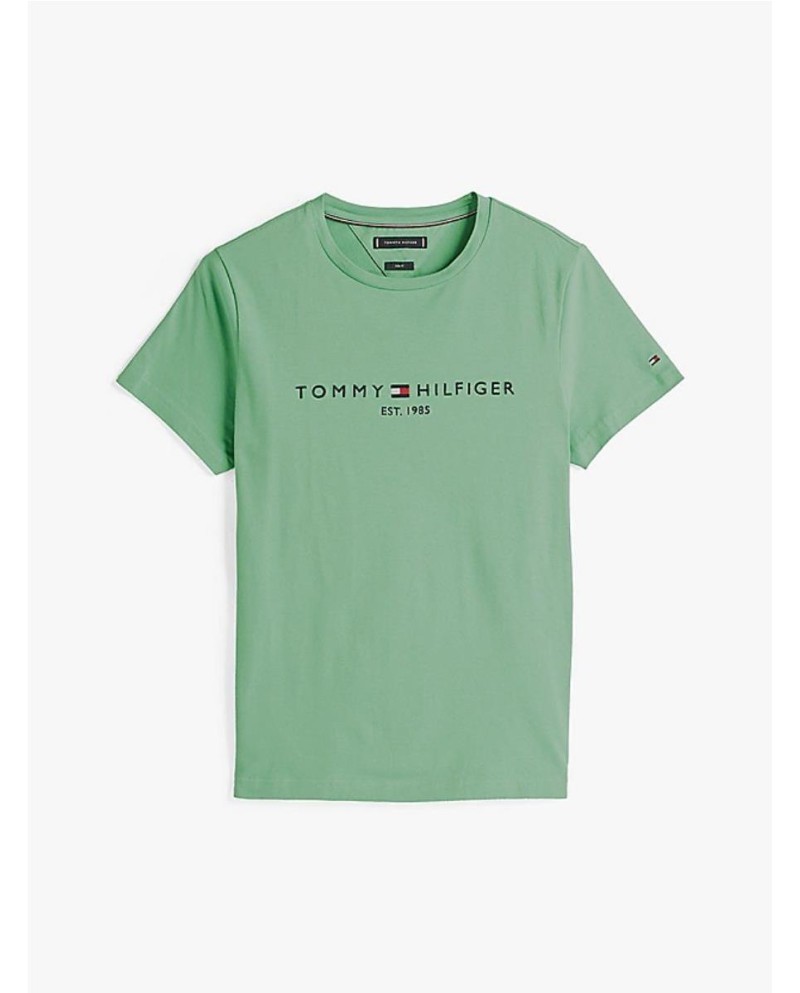 Camiseta slim con logo bordado VERDE