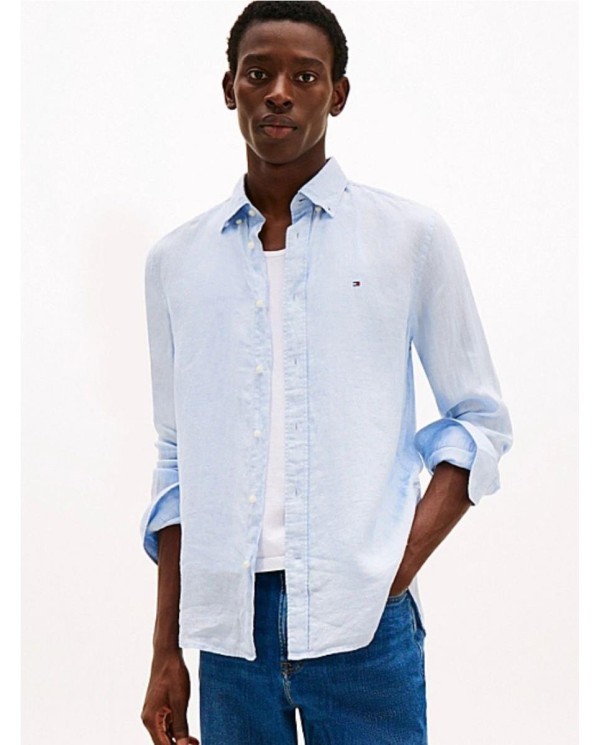 Camisa de rayas con corte regular AZUL