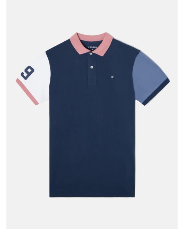 Polo SILBON  mangas fantasia azul marino MARINO