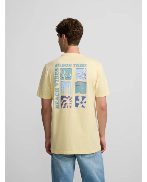 Camiseta SILBON  iconos beach vibes amarilla AMARILLO
