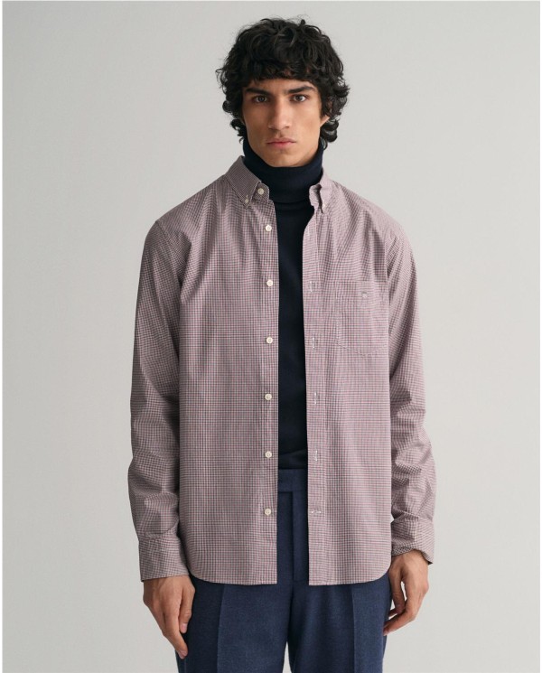 CAMISA REGULAR FIT DE POPELIN MICRO CUADRO GANT GRANATE