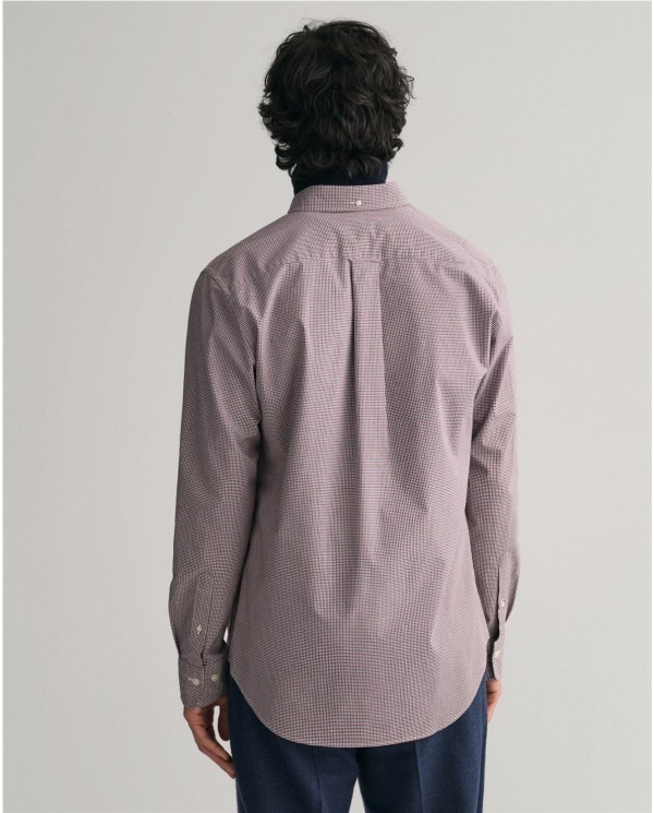CAMISA REGULAR FIT DE POPELIN MICRO CUADRO GANT GRANATE