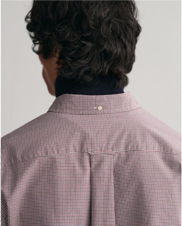 CAMISA REGULAR FIT DE POPELIN MICRO CUADRO GANT GRANATE