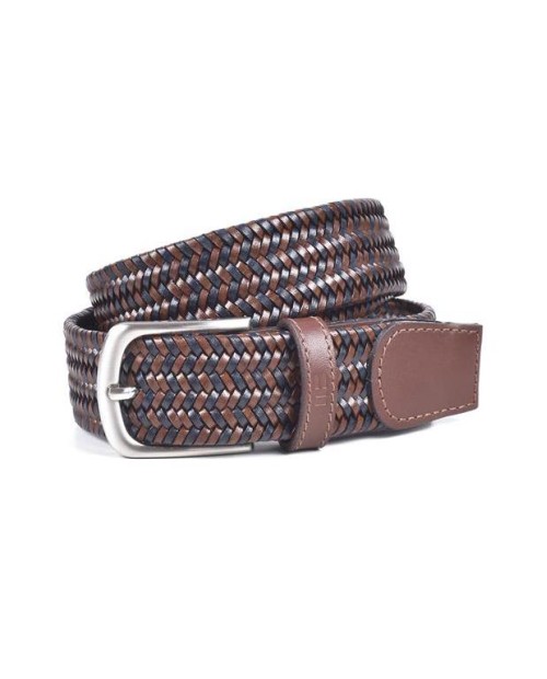 CINTURON MIGUEL BELLIDO TRENZADO ELASTICO MARRON