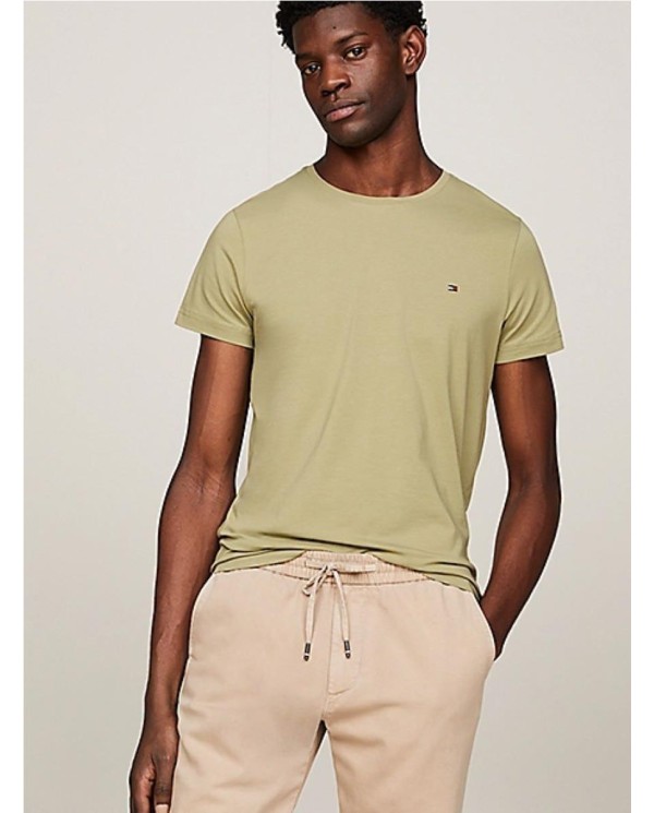 CAMISETA TOMMY HILFIGER DE CUELLO REDONDO Y CORTE EXTRA SLIM VERDE